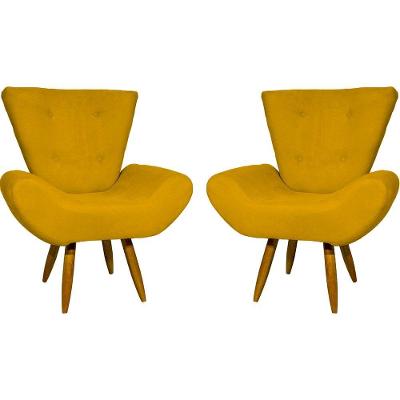 Kit 2 Poltronas Decorativa Para Sala Recepção Manicure Consultório Escritório Emilia Suede