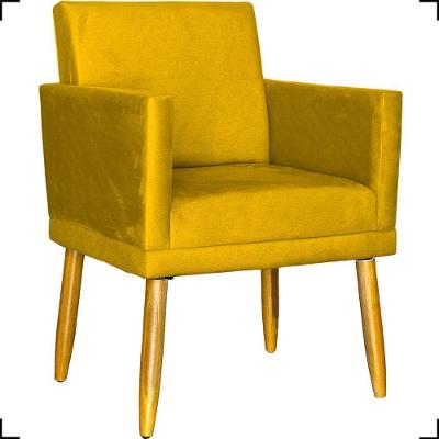 Poltrona Nina Com Base Suede Cores Pé Palito 30cm Castanho