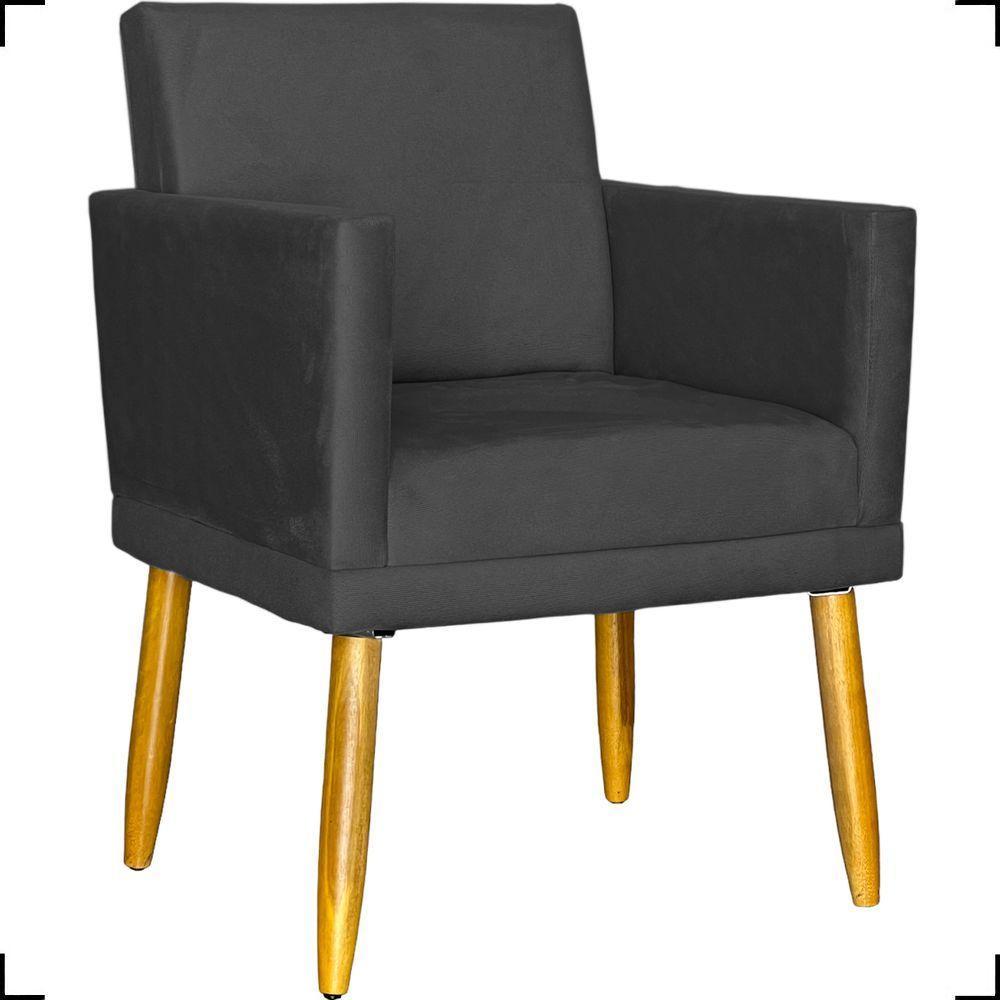 Poltrona Nina Com Base Suede Cores Pé Palito 30cm Castanho - 1