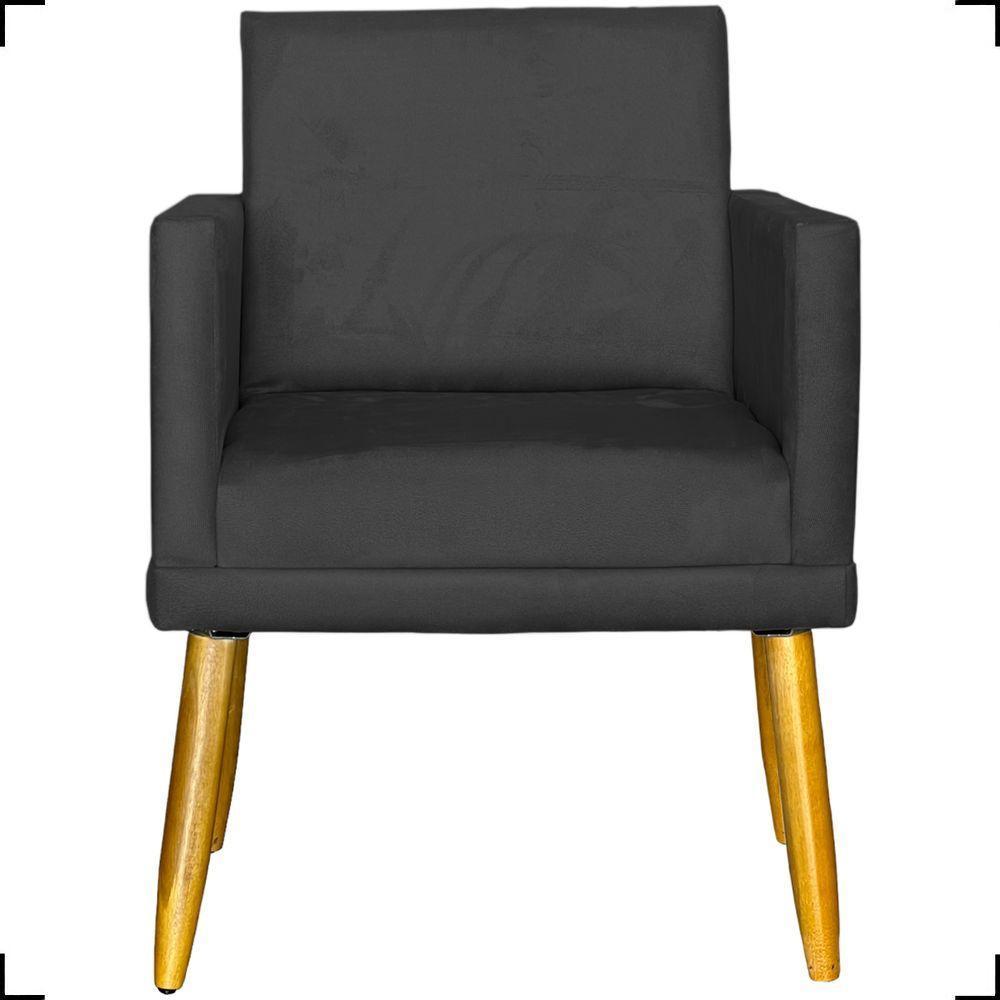 Poltrona Nina Com Base Suede Cores Pé Palito 30cm Castanho - 3