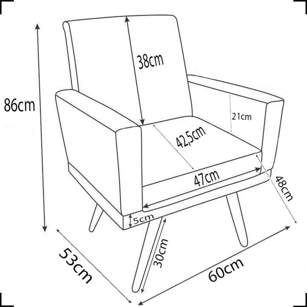 Poltrona Nina Com Base Suede Cores Pé Palito 30cm Castanho - 7