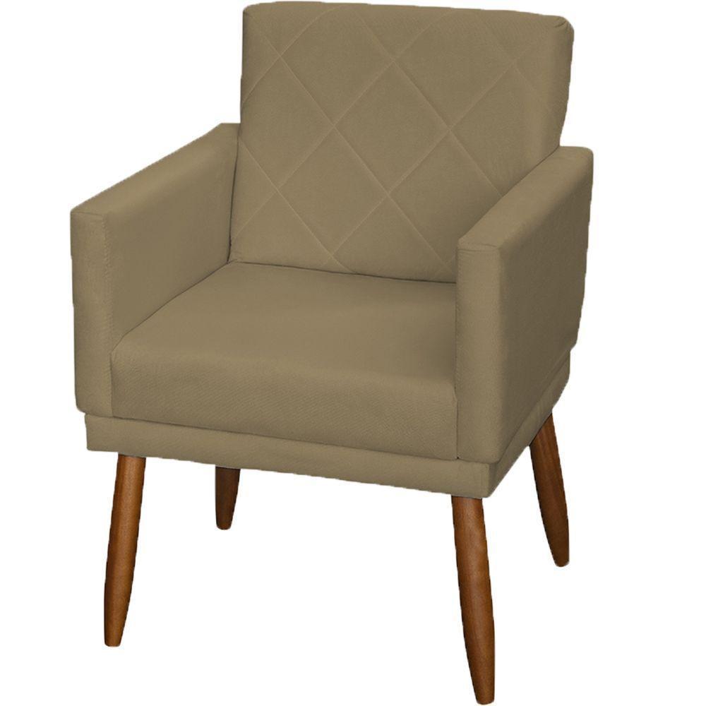 Kit 2 Poltronas Decorativa Para Sala Recepção Beatriz Suede Cores Pé Palito Castanho - 4