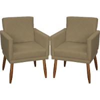 Kit 2 Poltronas Decorativa Para Sala Recepção Beatriz Suede Cores Pé Palito Castanho - 1