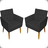 Kit 2 Poltronas Decorativa Para Sala Recepção Nina Capitonê Suede Cores Pé Palito - 1