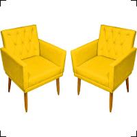 Kit 2 Poltronas Decorativa Para Sala Recepção Nina Capitonê Suede Cores Pé Palito - 1