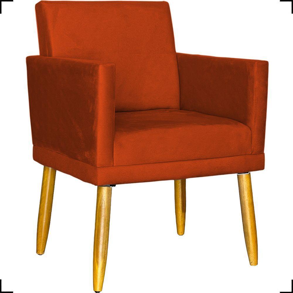 Poltrona Nina Com Base Suede Cores Pé Palito 30cm Castanho - 1