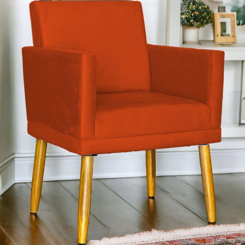 Poltrona Nina Com Base Suede Cores Pé Palito 30cm Castanho - 2