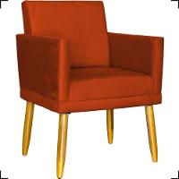 Poltrona Nina Com Base Suede Cores Pé Palito 30cm Castanho - 1