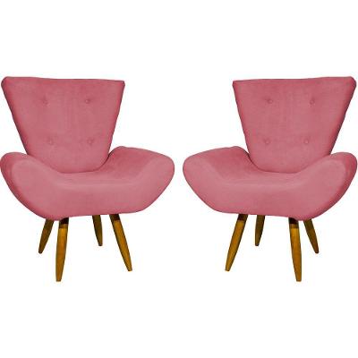 Kit 2 Poltronas Decorativa Para Sala Recepção Manicure Consultório Escritório Emilia Suede