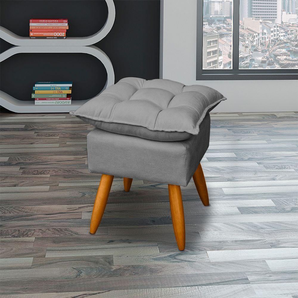 Kit 2 Puff Decorativo Quadrado Para Sala Quarto Penteadeira Recepção Alice Pé Palito Castanho Suede - 2