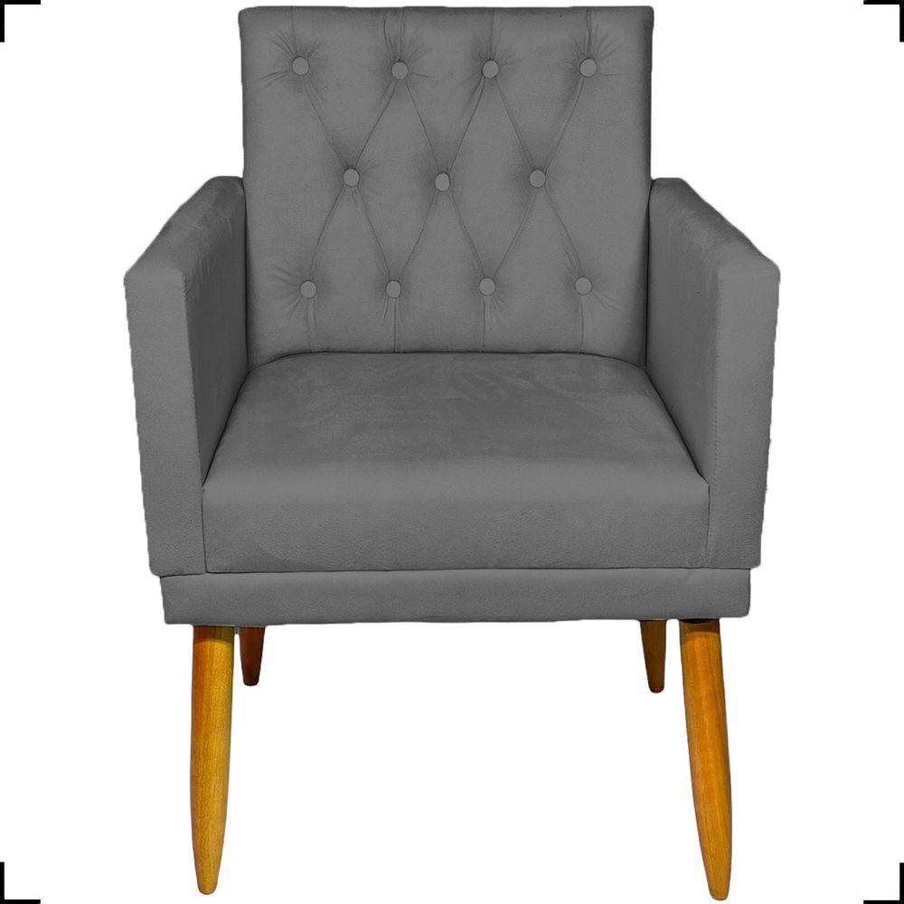 Kit 2 Poltronas Decorativa Para Sala Recepção Nina Capitonê Suede Cores Pé Palito - 2