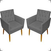 Kit 2 Poltronas Decorativa Para Sala Recepção Nina Capitonê Suede Cores Pé Palito - 1