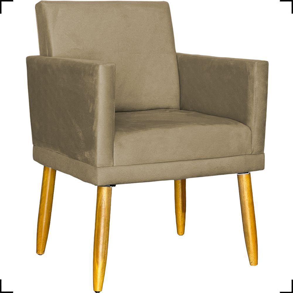 Poltrona Nina Com Base Suede Cores Pé Palito 30cm Castanho - 1