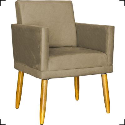 Poltrona Nina Com Base Suede Cores Pé Palito 30cm Castanho