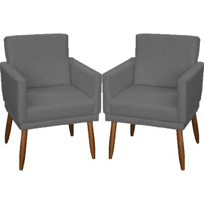 Kit 2 Poltronas Decorativa Para Sala Recepção Beatriz Suede Cores Pé Palito Castanho