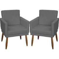 Kit 2 Poltronas Decorativa Para Sala Recepção Beatriz Suede Cores Pé Palito Castanho - 1