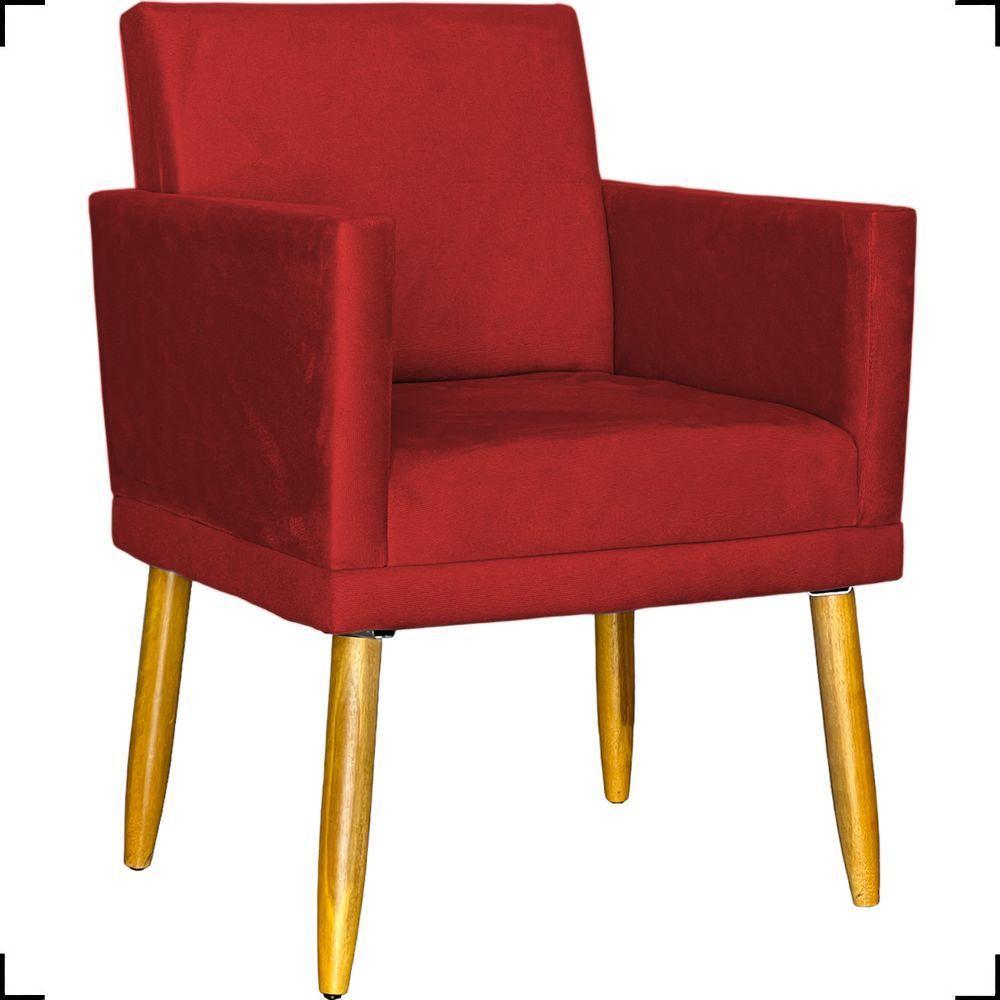 Poltrona Nina Com Base Suede Cores Pé Palito 30cm Castanho - 1