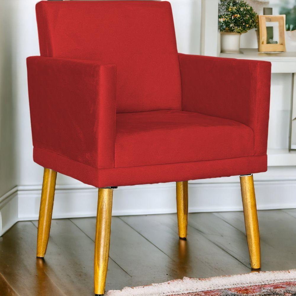 Poltrona Nina Com Base Suede Cores Pé Palito 30cm Castanho - 2