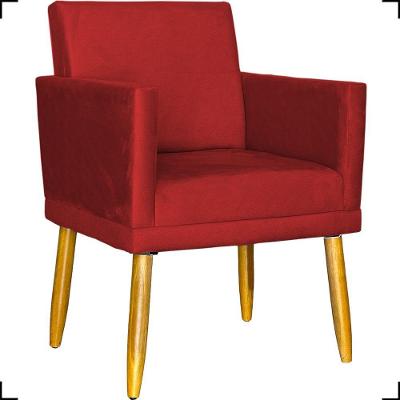 Poltrona Nina Com Base Suede Cores Pé Palito 30cm Castanho