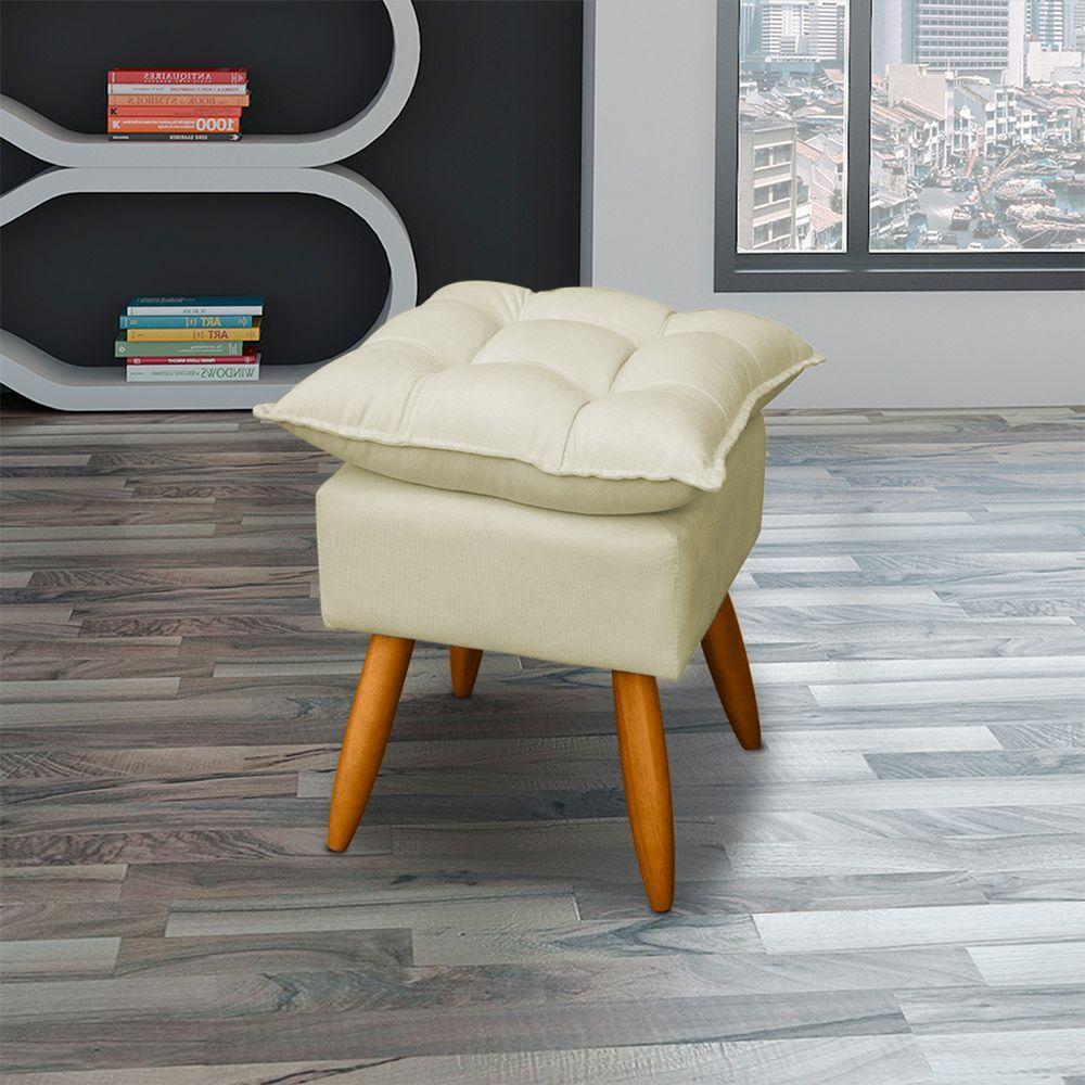 Kit 2 Puff Decorativo Quadrado Para Sala Quarto Penteadeira Recepção Alice Pé Palito Castanho Suede - 2