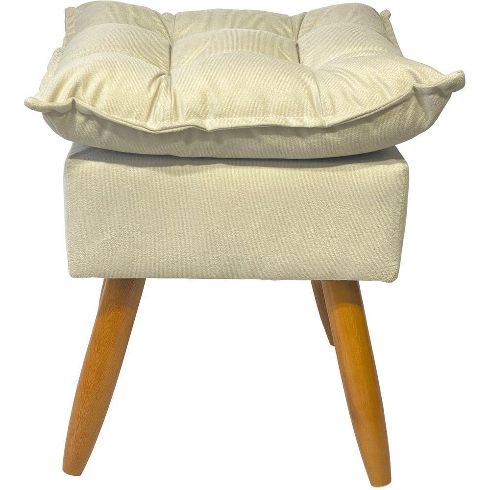 Kit 2 Puff Decorativo Quadrado Para Sala Quarto Penteadeira Recepção Alice Pé Palito Castanho Suede - 3