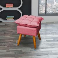 Kit 2 Puff Decorativo Quadrado Para Sala Quarto Penteadeira Recepção Alice Pé Palito Castanho Suede - 2