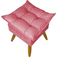 Kit 2 Puff Decorativo Quadrado Para Sala Quarto Penteadeira Recepção Alice Pé Palito Castanho Suede - 5