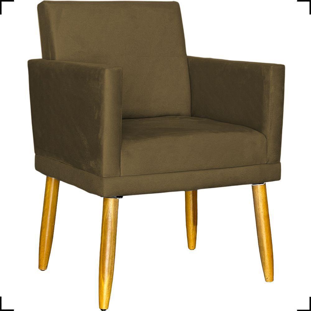 Poltrona Nina Com Base Suede Cores Pé Palito 30cm Castanho - 1
