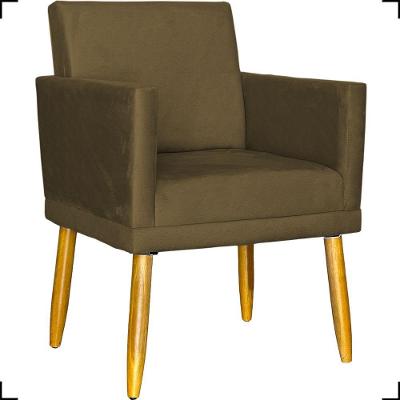 Poltrona Nina Com Base Suede Cores Pé Palito 30cm Castanho