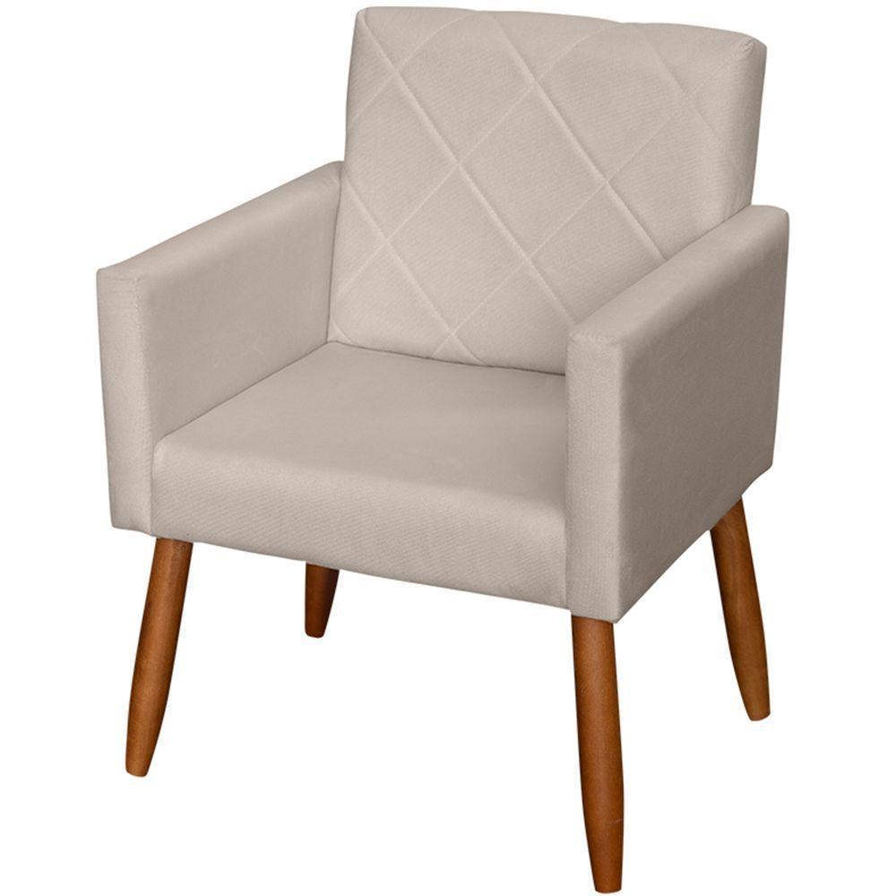 Poltrona Decorativa Para Sala Recepção Beatriz Suede Cores Pé Palito Castanho - 1