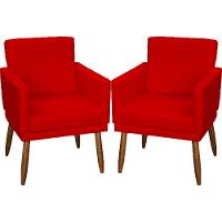 Kit 2 Poltronas Decorativa Para Sala Recepção Beatriz Suede Cores Pé Palito Castanho - 1