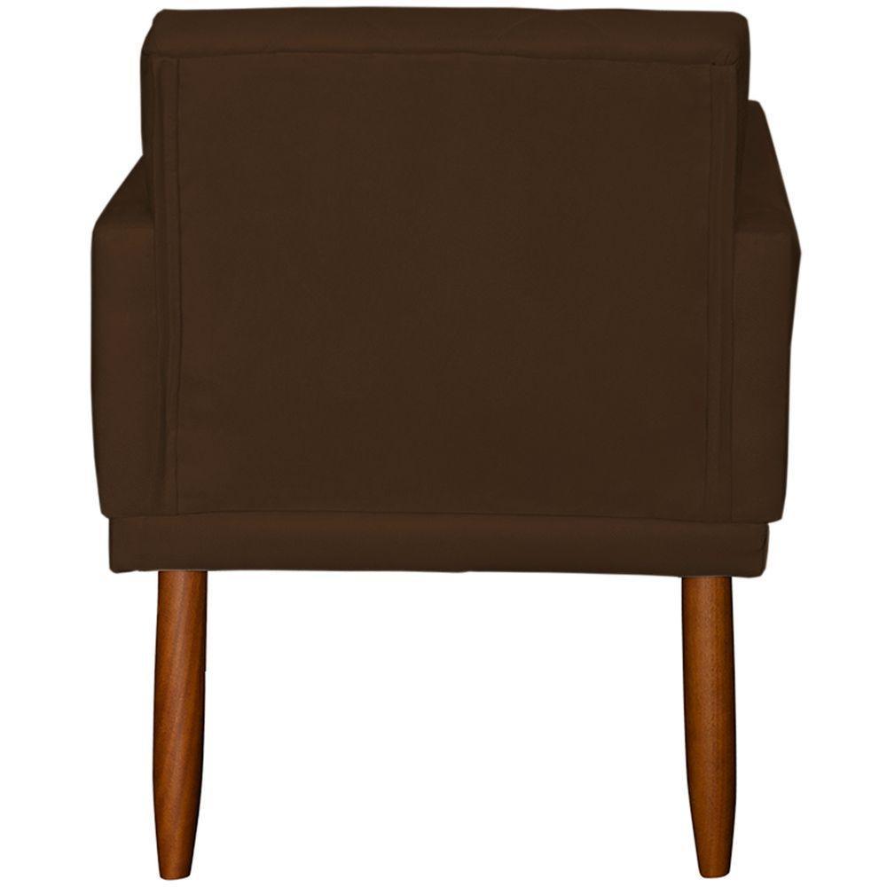 Kit 2 Poltronas Decorativa Para Sala Recepção Beatriz Suede Cores Pé Palito Castanho - 3