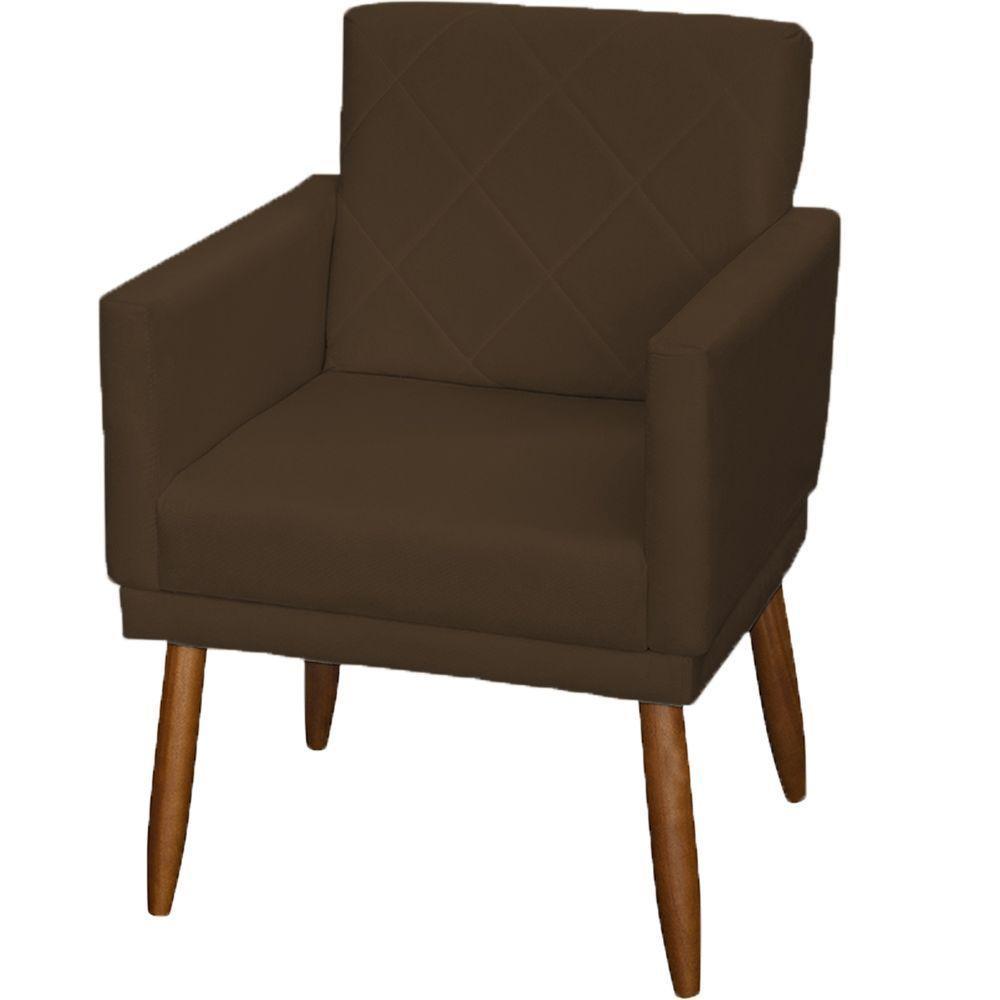 Kit 2 Poltronas Decorativa Para Sala Recepção Beatriz Suede Cores Pé Palito Castanho - 6