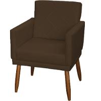 Kit 2 Poltronas Decorativa Para Sala Recepção Beatriz Suede Cores Pé Palito Castanho - 6