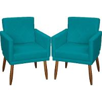 Kit 2 Poltronas Decorativa Para Sala Recepção Beatriz Suede Cores Pé Palito Castanho - 1