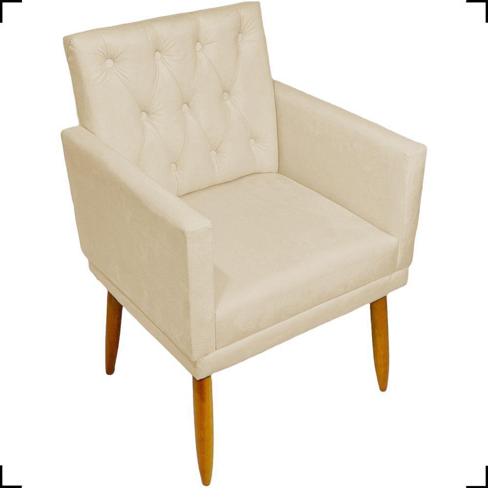 Kit 2 Poltronas Decorativa Para Sala Recepção Nina Capitonê Suede Cores Pé Palito - 2