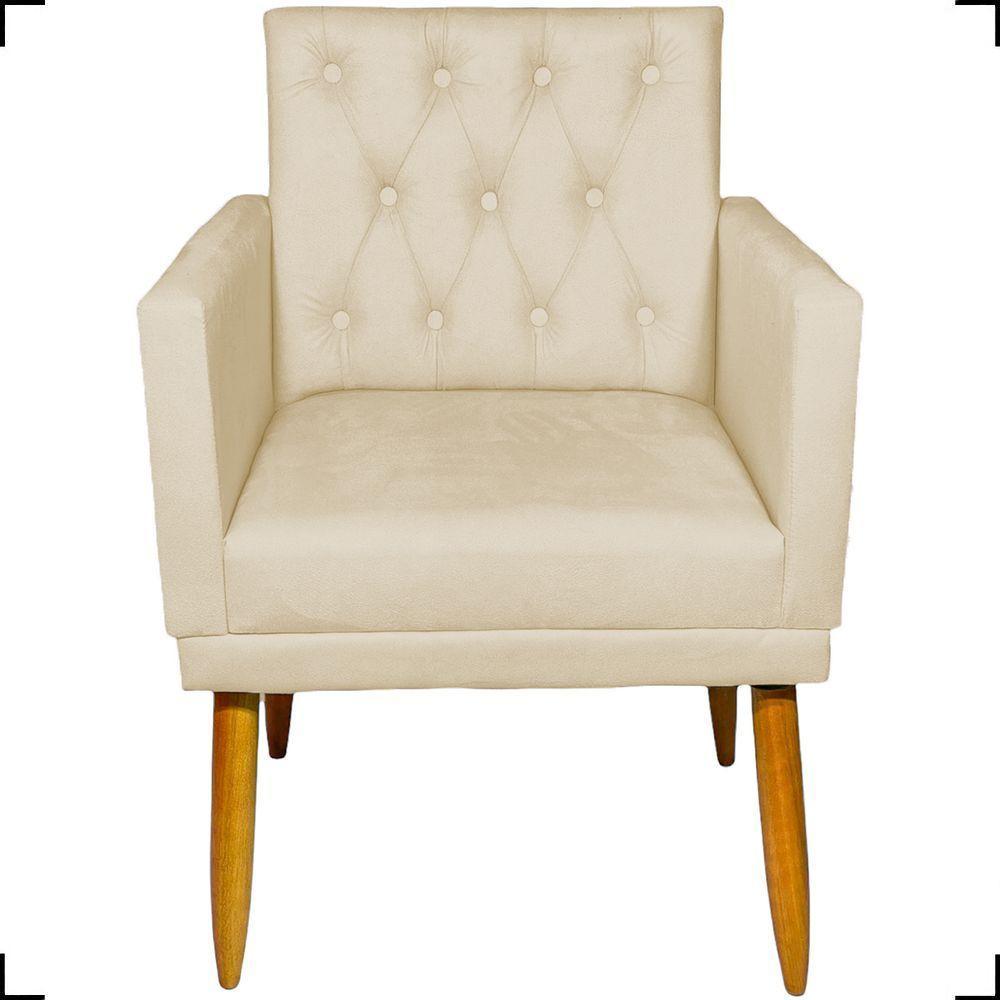 Kit 2 Poltronas Decorativa Para Sala Recepção Nina Capitonê Suede Cores Pé Palito - 3
