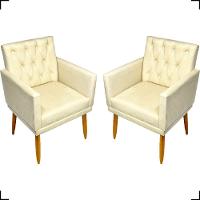 Kit 2 Poltronas Decorativa Para Sala Recepção Nina Capitonê Suede Cores Pé Palito - 1