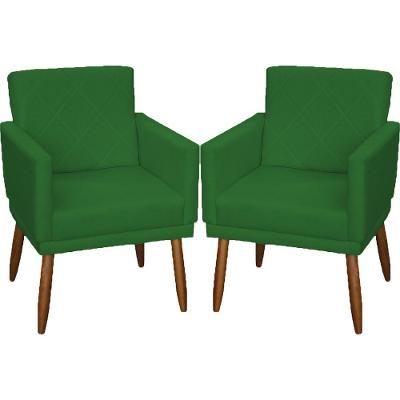 Kit 2 Poltronas Decorativa Para Sala Recepção Beatriz Suede Cores Pé Palito Castanho