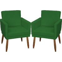 Kit 2 Poltronas Decorativa Para Sala Recepção Beatriz Suede Cores Pé Palito Castanho - 1