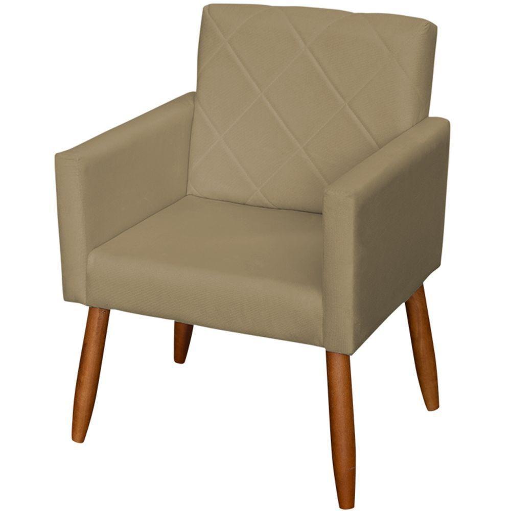 Poltrona Decorativa Para Sala Recepção Beatriz Suede Cores Pé Palito Castanho - 1
