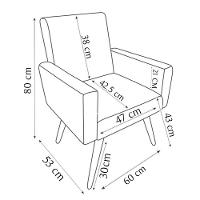 Poltrona Decorativa Para Sala Recepção Beatriz Suede Cores Pé Palito Castanho - 4