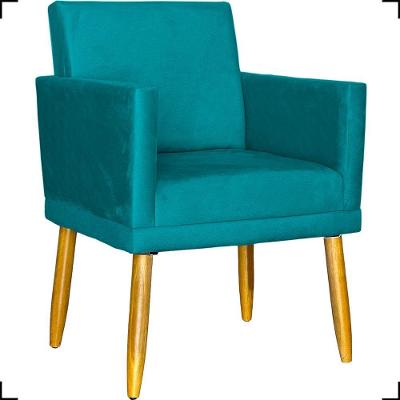 Poltrona Nina Com Base Suede Cores Pé Palito 30cm Castanho
