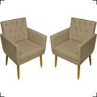 Kit 2 Poltronas Decorativa Para Sala Recepção Nina Capitonê Suede Cores Pé Palito - 1