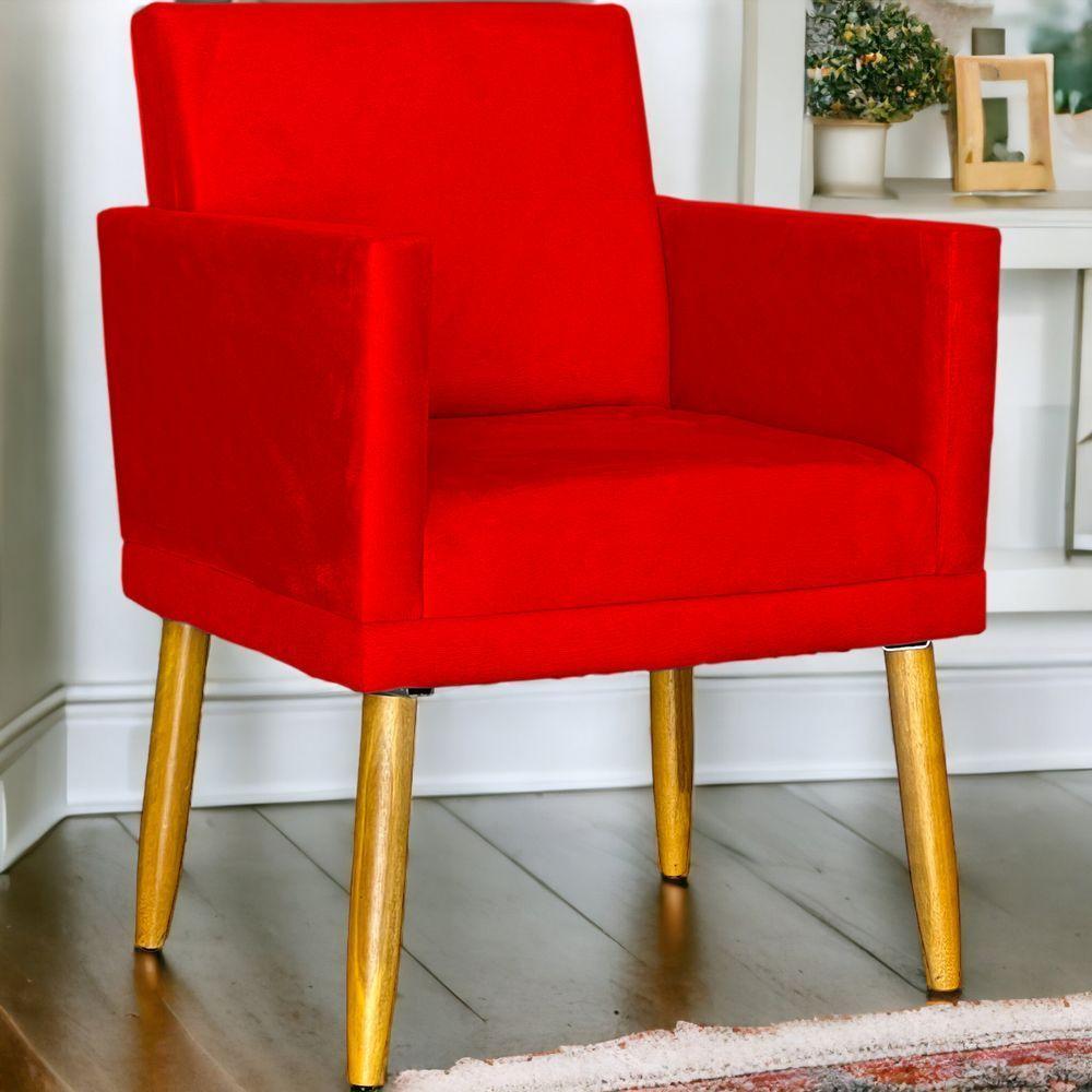 Poltrona Nina Com Base Suede Cores Pé Palito 30cm Castanho - 2