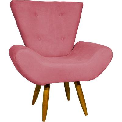 Poltrona Decorativa Para Sala Recepção Manicure Consultório Escritório Emilia Suede
