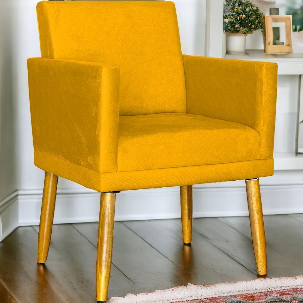 Poltrona Nina Com Base Suede Cores Pé Palito 30cm Castanho - 4