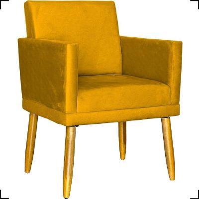 Poltrona Nina Com Base Suede Cores Pé Palito 30cm Castanho