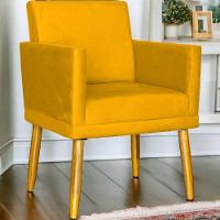 Poltrona Nina Com Base Suede Cores Pé Palito 30cm Castanho