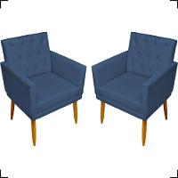 Kit 2 Poltronas Decorativa Para Sala Recepção Nina Capitonê Suede Cores Pé Palito - 1